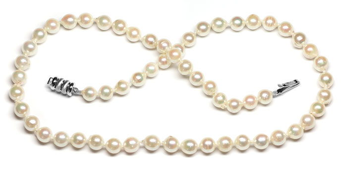 Foto 1 - Schimmernde Akoya Perlenkette mit 585er Weißgold Schloß, R9154