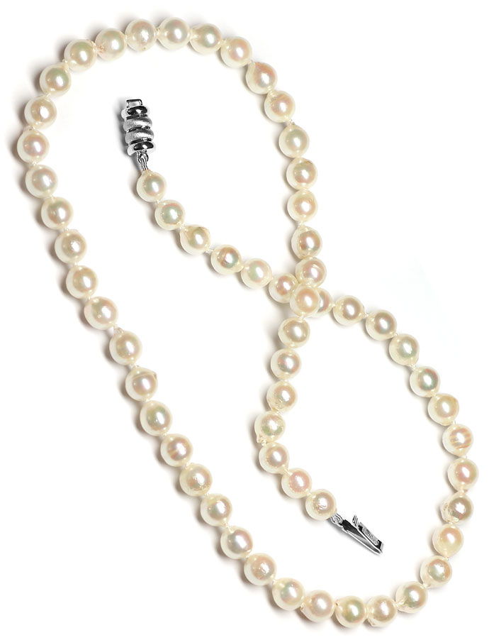 Foto 3 - Schimmernde Akoya Perlenkette mit 585er Weißgold Schloß, R9154