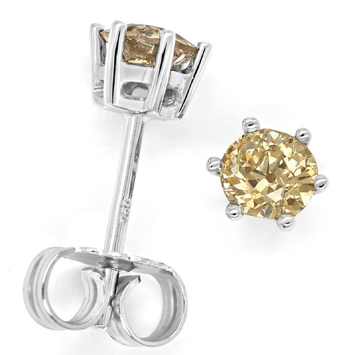 Foto 1 - Diamant-Ohrstecker mit 0,64ct Beige Diamanten-Weißgold, R9708