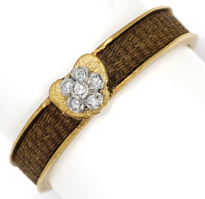 Foto 2 - Haar Gold Herz Ring antik verziert Diamantrosen RARITÄT, R9742
