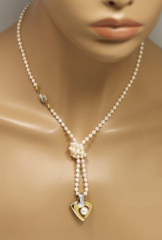 Foto 5 - Edler Cliphänger mit Perle und Diamanten an Perlenkette, R9794