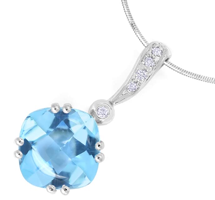 Foto 2 - Collier mit Diamanten und blauem Edelstein 18K Weißgold, R9964