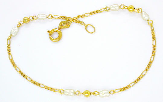 Foto 1 - Juwelier Gelbgold-Armband, schöne Perlen! Neu! Okkasion, S0730