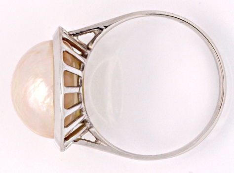 Foto 2 - Modischer Weißgold-Ring mit Grosser Mabeperle Okkasion, S0868