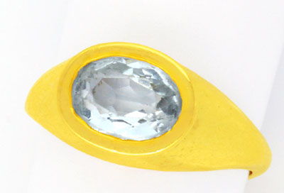 Foto 1 - Toller Gelbgold-Ring, Spitzen Aquamarin! 14 Karat/585!, S0974