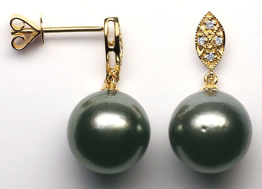 Foto 1 - Original 11,2mm Tahiti Perlen Brillant-Ohrgehänge, Nr B, S1050
