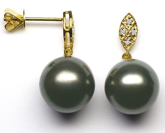 Foto 1 - Original 11,4mm Tahiti Perlen Brillant-Ohrgehänge, A053, S1053