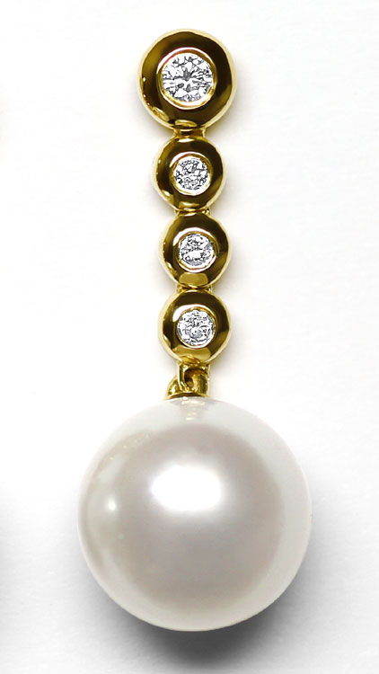 Foto 2 - Paar Brillant-Ohrhänger mit feinen echten Südsee Perlen, S1177