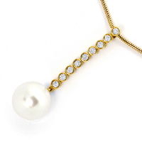 zum Artikel Natürliche feinste Südsee Perlen Brillanten-Collier 18K, S1195