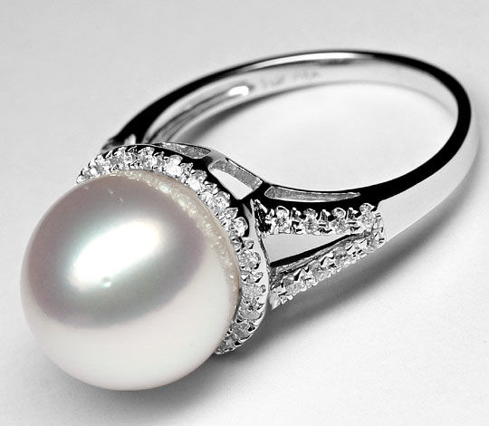 Foto 3 - Feinste Riesen Suedsee Perle Brillanten-Ring Weißgold, S1277