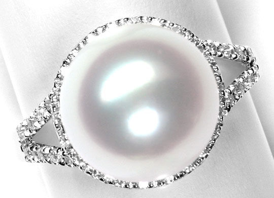 Foto 4 - Feinste Riesen Suedsee Perle Brillanten-Ring Weißgold, S1277