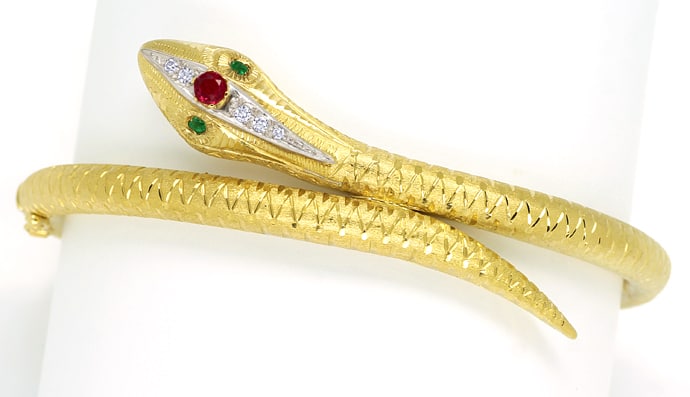 Foto 1 - Schlangenarmreif mit Smaragd Augen, Rubin und Diamanten, S1300