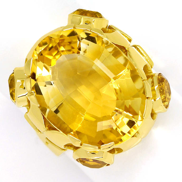Designer-Ring 14,7ct goldgelbe Citrine, in 14K Gelbgold, aus Edelstein Farbstein Ringen