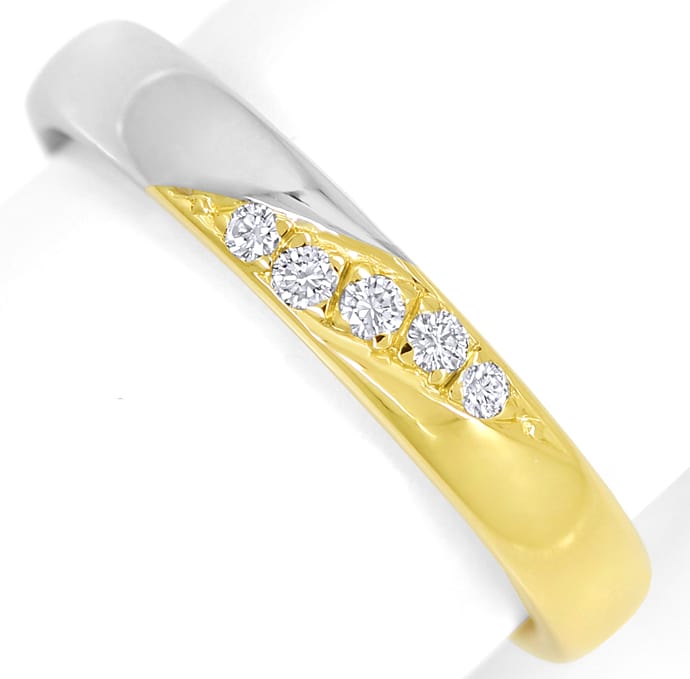 Foto 2 - Diamantring mit 5 Brillanten Gelbgold-Weißgold Bicolor, S1324