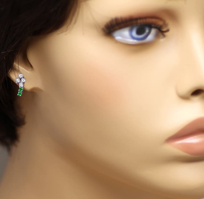 Foto 2 - Diamantohrhänger mit Smaragden und Brillanten-Weißgold, S1335