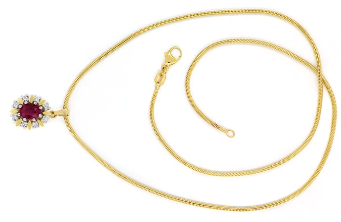 Foto 1 - Rubin Brillanten-Anhänger Schlangenkette aus 585er Gold, S1374