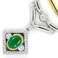 zum Artikel Collier mit Spitzen Smaragd und Diamanten in 750er Gold, S1457