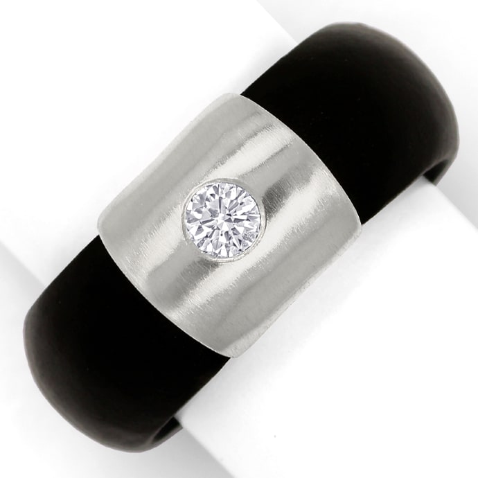 Bunz Ring aus Platin und Kautschuk mit 0,18ct Brillant, aus Designer-Solitär-Diamantringe Brillantringe