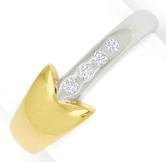 Foto 2 - Designer-Diamantring mit 4 Brillanten Gelbgold-Weißgold, S1547