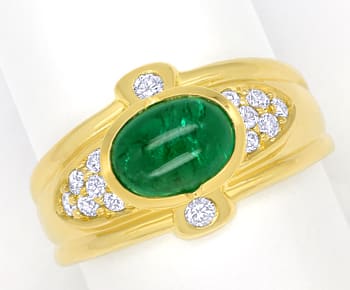 Foto 1 - Design-Bandring Gold mit Spitzen Smaragd und Brillanten, S1552