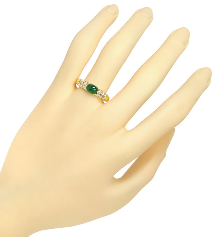 Foto 4 - Bandring mit Spitzen Smaragd, Pavee Diamanten, Gelbgold, S1558