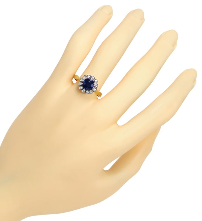 Foto 4 - Antiker Diamantring mit Diamant Rosen und blauem Saphir, S1603