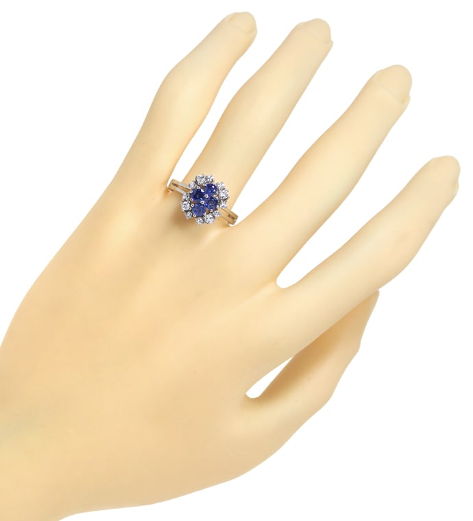 Foto 4 - Diamant Damenring mit blauen Spitzen Safiren, Weißgold, S1635