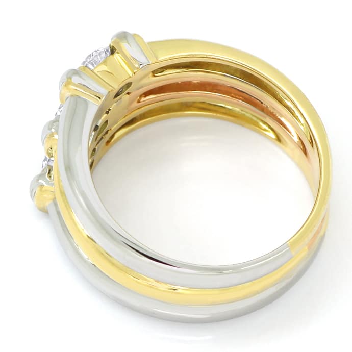 Foto 3 - Trilogie Ring mit 3 Diamanten Gelbgold-Rotgold-Weißgold, S1667
