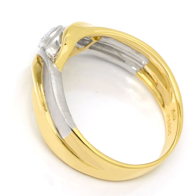 Foto 3 - Design-Ring mit Brillant-Solitär in Platin und Gelbgold, S1775