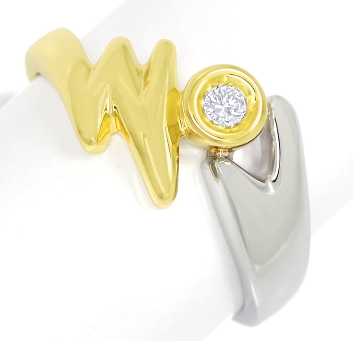 Foto 2 - Designer-Ring Blitz mit Brillant 14K Gelbgold-Weißgold, S1807