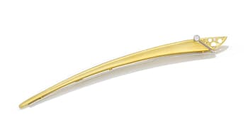 Foto 1 - 10cm lange Stabbrosche 2 Brillanten Gelbgold-Weißgold, S1874