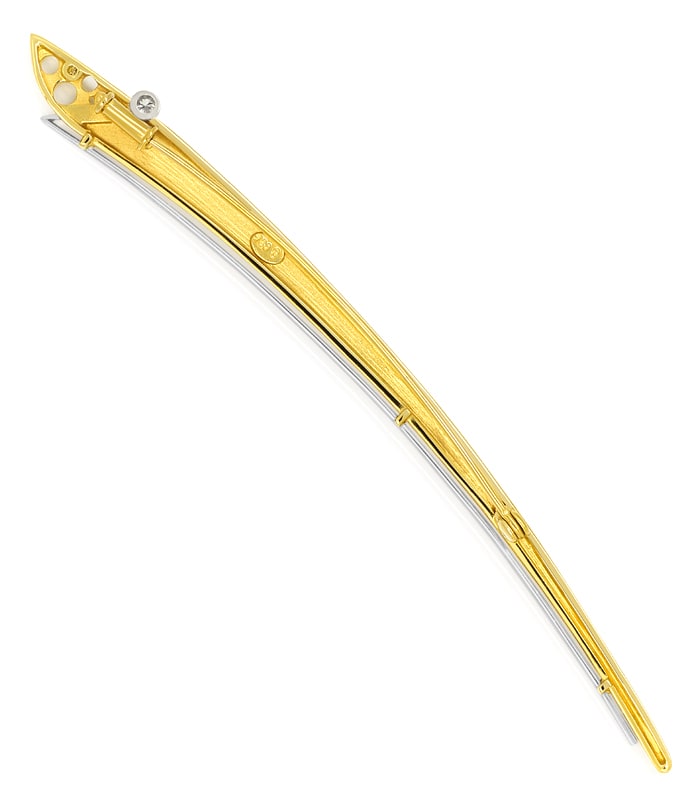 Foto 3 - 10cm lange Stabbrosche 2 Brillanten Gelbgold-Weißgold, S1874