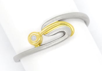 Foto 1 - Platin Gelbgold-Ring mit lupenreinem Brillant, S2050