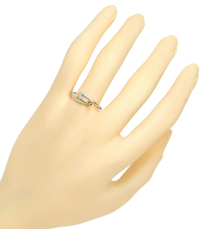 Foto 4 - Platin Gelbgold-Ring mit lupenreinem Brillant, S2050
