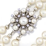 Glamouröses Perlencollier dreireihig mit Diamanten