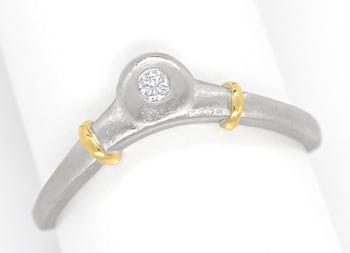 Foto 1 - Formvollendeter Designer-Gold-Platin-Ring mit Brillant, S2198