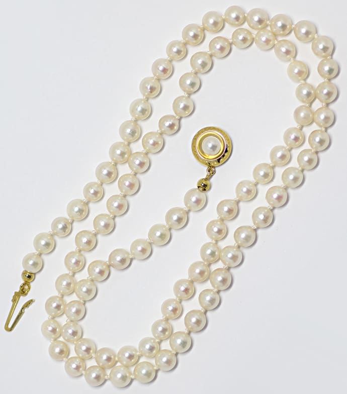 Foto 4 - Akoya Perlenkette 56cm mit 14k Gelbgold Schloß, S2246