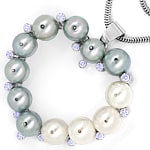 Prächtiges Herz Collier lupenreine Brillanten -9mm Perlen
