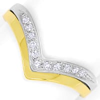 zum Artikel Diamantring V Form mit Diamanten Gelbgold und Weißgold, S2375