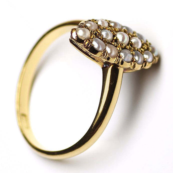 Foto 3 - Antiker Marquise Damenring 15 Perlen aus 18K Gelbgold, S2453