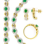 Diamant Smaragd Collier Armband Ring Ohrringe