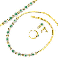 zum Artikel Diamant Smaragd Collier Armband Ring Ohrringe, S2483