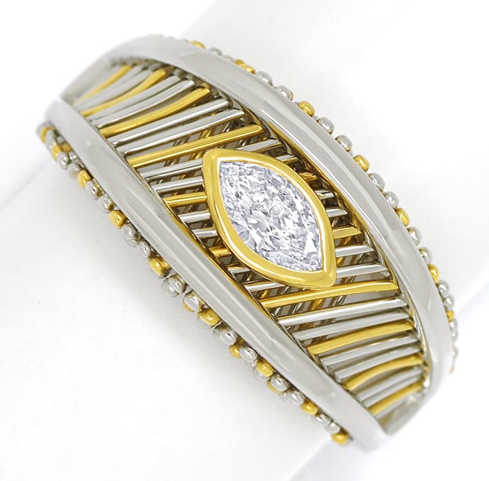 Foto 2 - Cadeaux Platin-Gold-Ring 0,32ct Diamant Navette, S2494