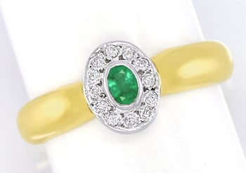Foto 1 - Moderner Diamantring mit Smaragd in 14K Gold, S2616