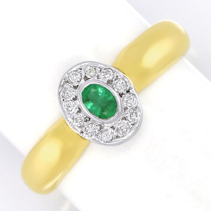 Bestellung Moderner Diamantring mit Smaragd in 14K Gold, S2616