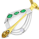 Design-Collier-Diamanten Smaragde Gold-Platin