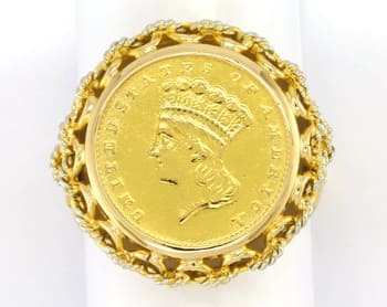 Foto 1 - Goldring Handarbeit mit Münze 1US Dollar 1862, S2776