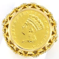 zum Artikel Goldring Handarbeit mit Münze 1US Dollar 1862, S2776