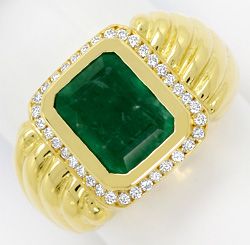 Foto 1 - 3ct Top Smaragd Brillanten Gelbgold-Ring 18K, S3065