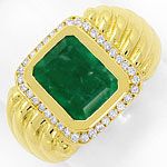 3ct Riesen Top Smaragd Gelbgold-Brillanten-Ring 18K/750